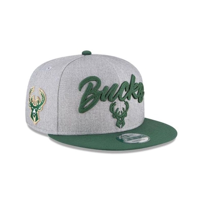 Grey Milwaukee Bucks Hat - New Era NBA Official NBA Draft 9FIFTY Snapback Caps USA3409561